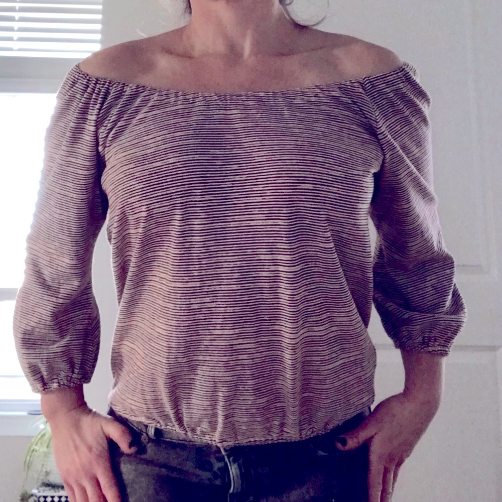 Anthropologie Bordeaux Off the Shoulder Boho Top